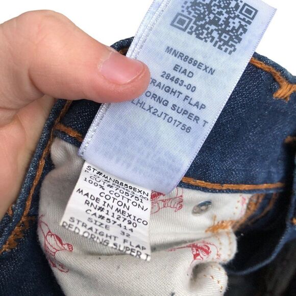 RARE Double Stitch True Religion Jeans Size 32 STRAIGHT SUPER T Blue - Picture 7 of 11